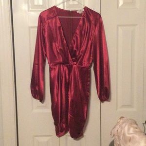 Satin v neck dress